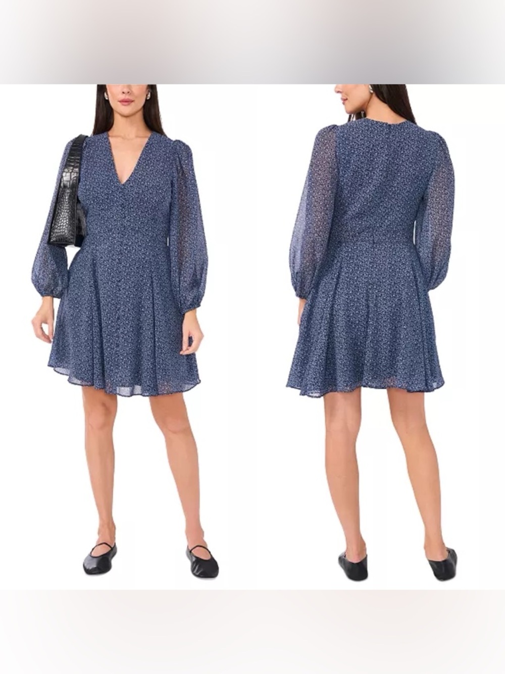 1.STATE Long Sleeve V Neck Mini Dress 4